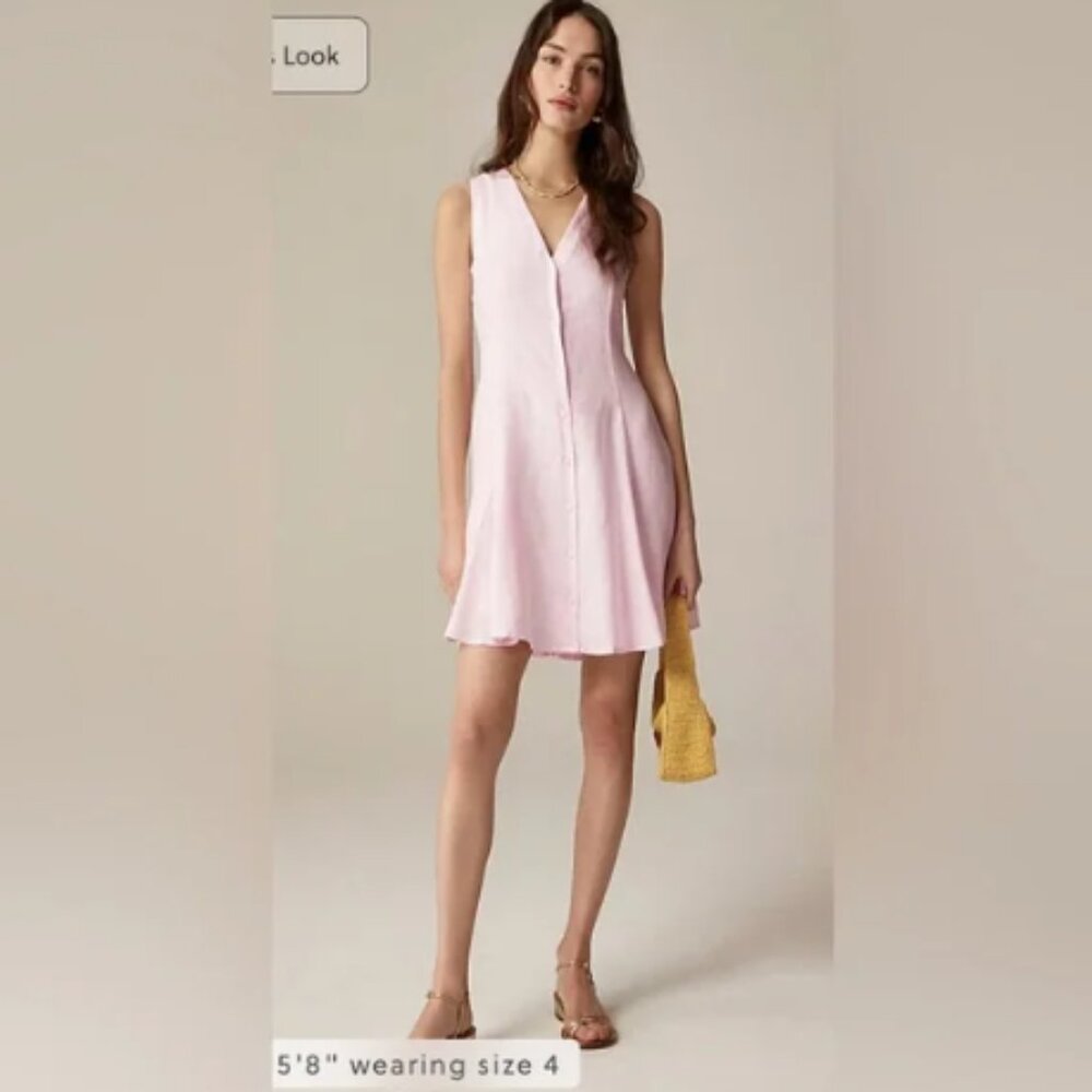 J.Crew Linen mini dress in pink iced strawberry Size 14 NWT